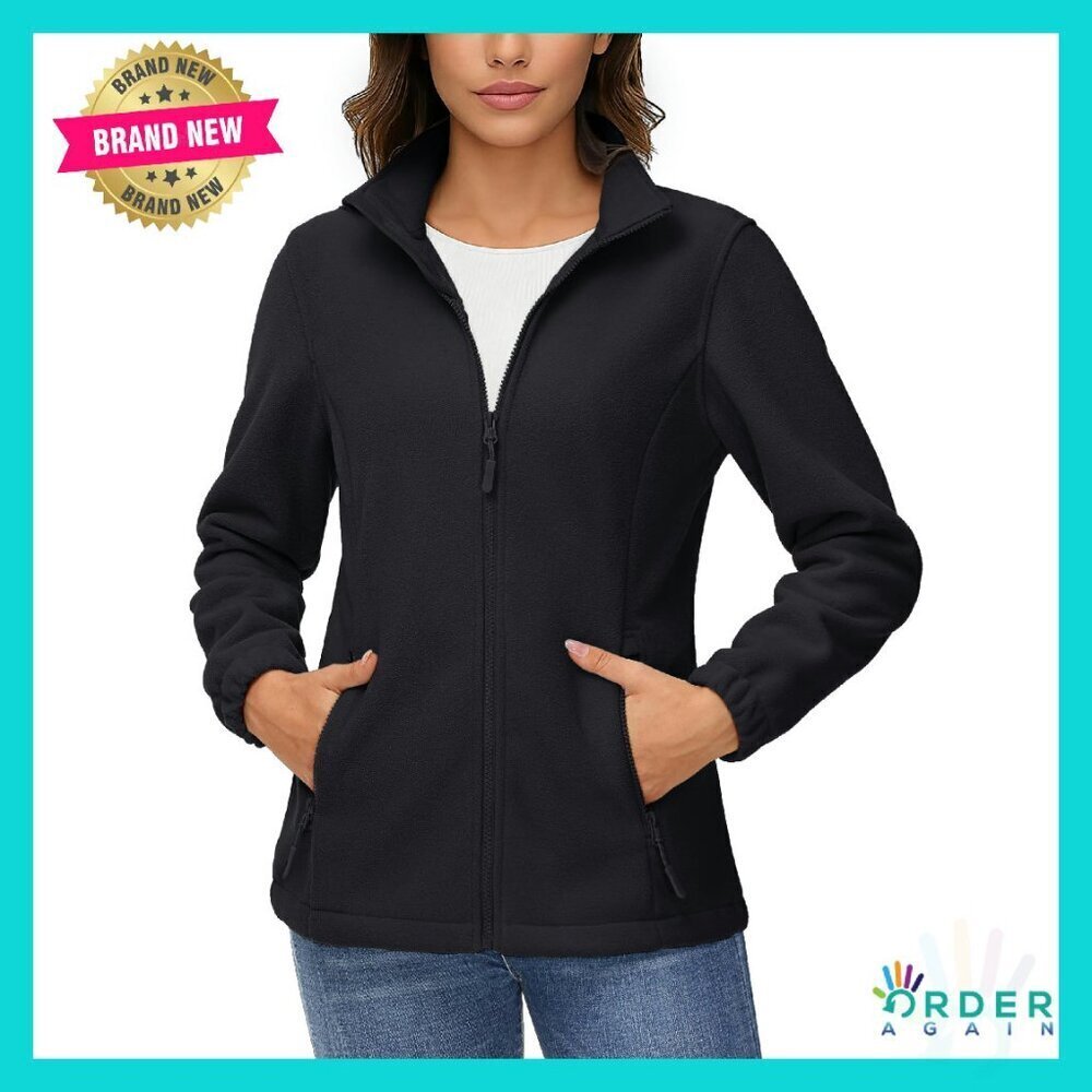 Soft Fleece Full Zip Jacket Lightweight Casual Winter Warm Sweater with Pockets